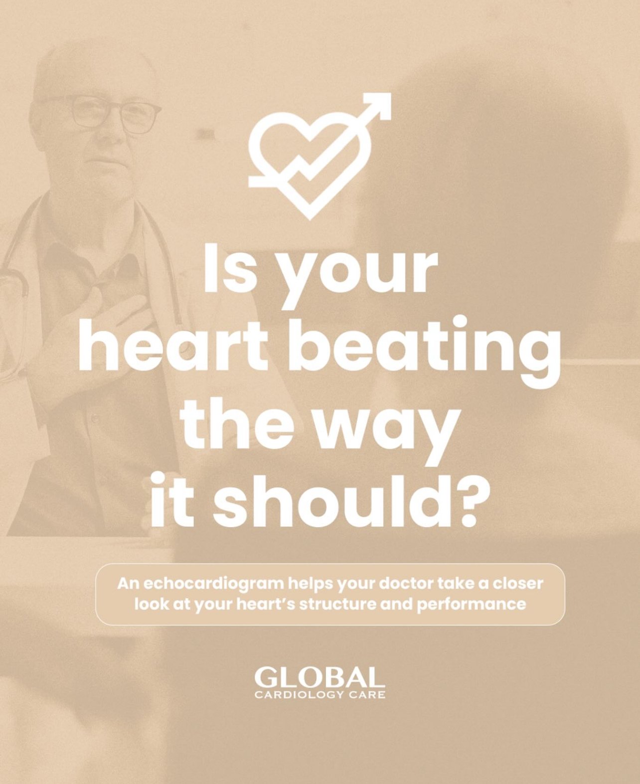 A cardiologist explains an echocardiogram scan to a patient, highlighting heart rhythm irregularities.
